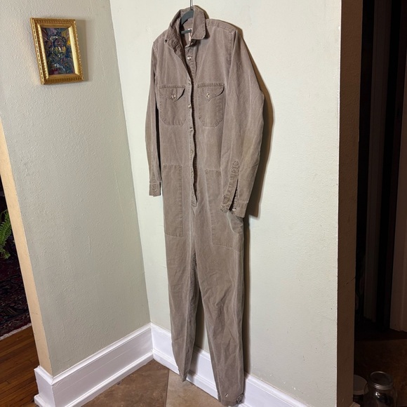 Vintage 1980s Banana Republic Khaki Jumpsuit Coveralls Size Small - Picture 2 of 7